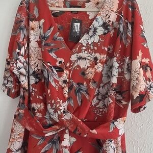 City Chic Red Floral Top
